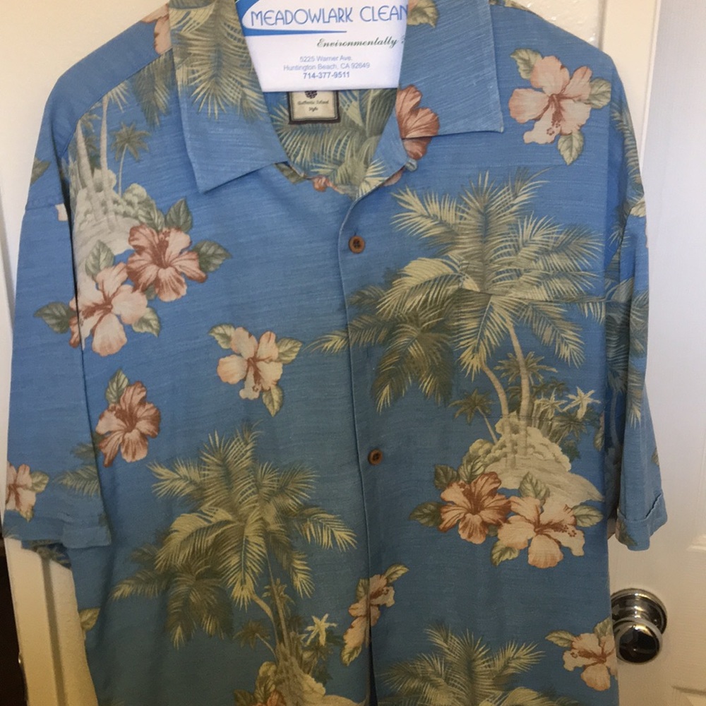 Men's Blue Tropical Floral Hawaiian Shirt